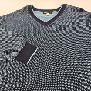 Bullock & Jones Men's V-Neck Sweater XXL 100% Pima Cotton Blue
